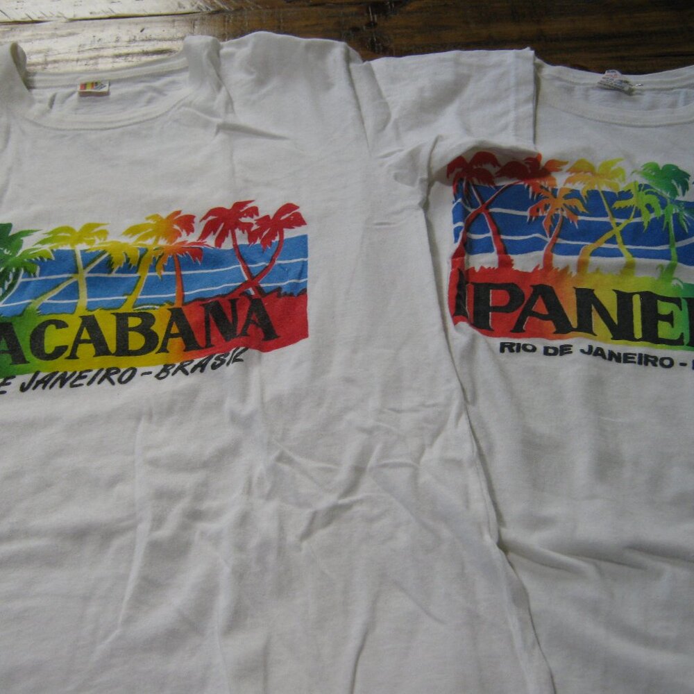 Vintage Two (2) Rio Brazil Beach T-shirts. New Never Worn. - Size S.